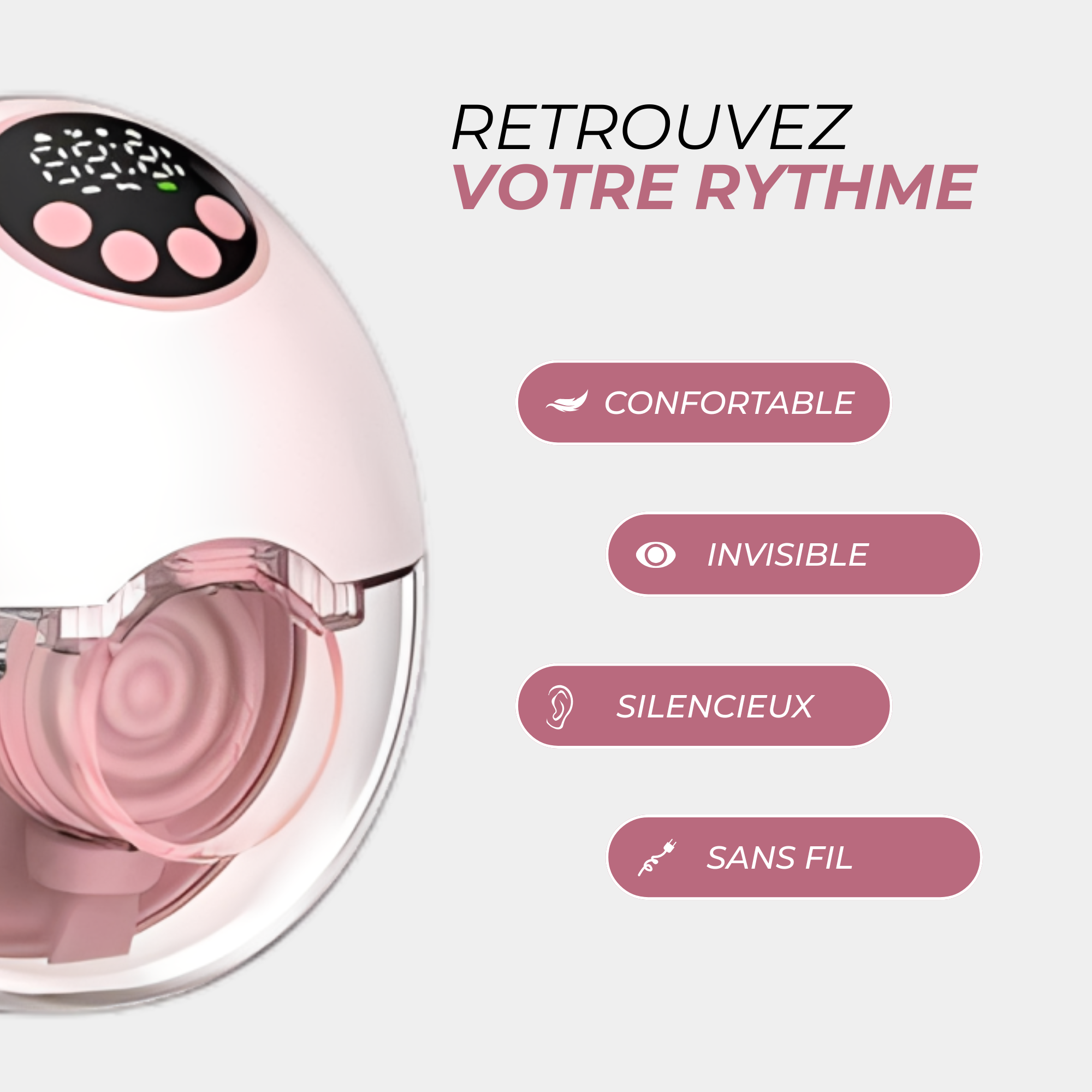 Tire-lait électrique mains libres silencieux sans BPA