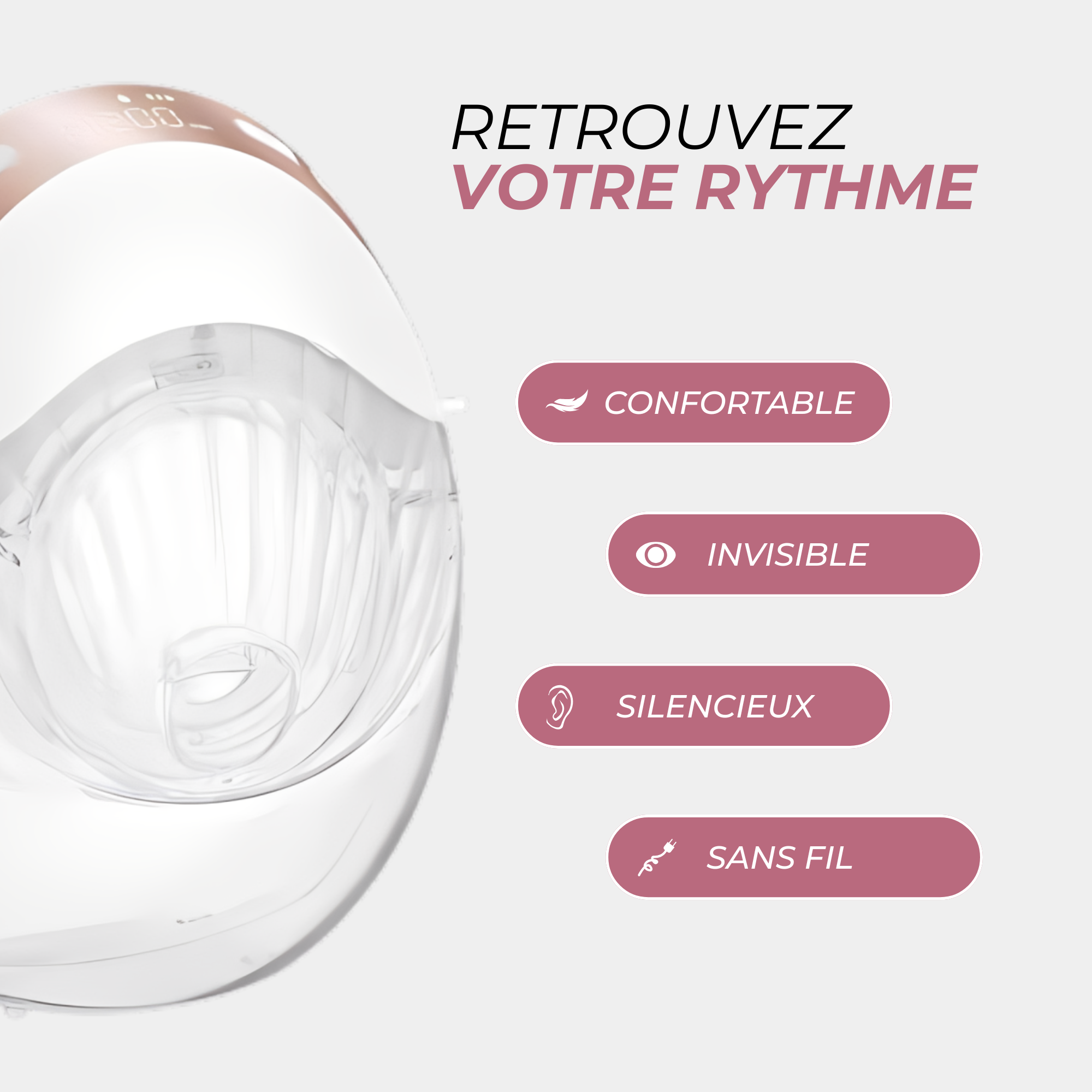 Tire-lait électrique mains libres portable avec écran tactile