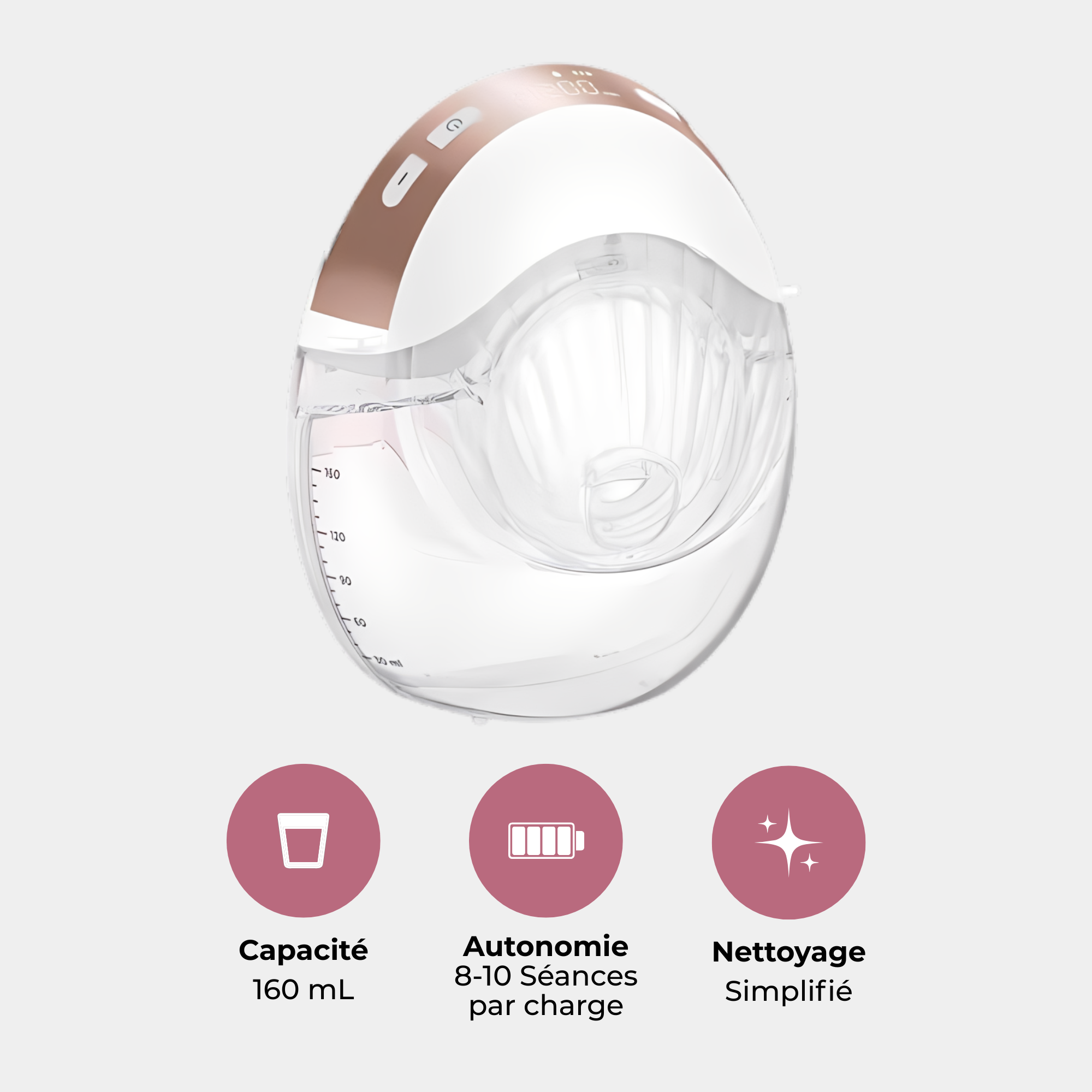 Tire-lait électrique mains libres portable avec écran tactile